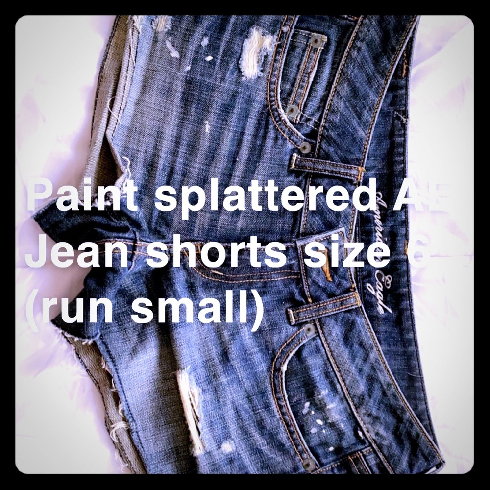 Paint splattered jean shorts